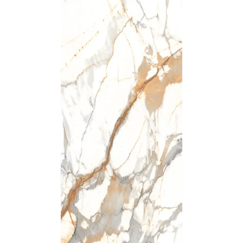 Керамогранит "Sonex" Carrara Volga Glossy полированный 60x120 см 1.44 м2 цвет белый с серо-бежевыми прожилками — купить в Рубцовске