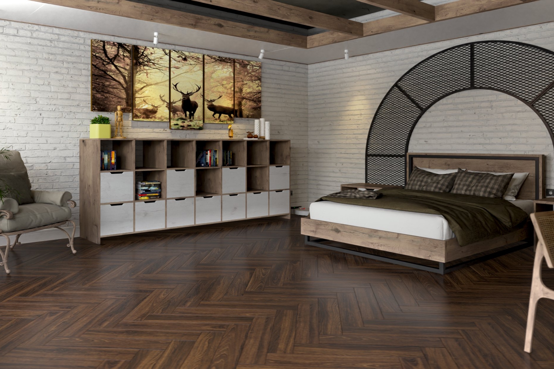 Инженерный паркет «Damy Floor» Каштановый (укладка елочкой) — купить в Рубцовске