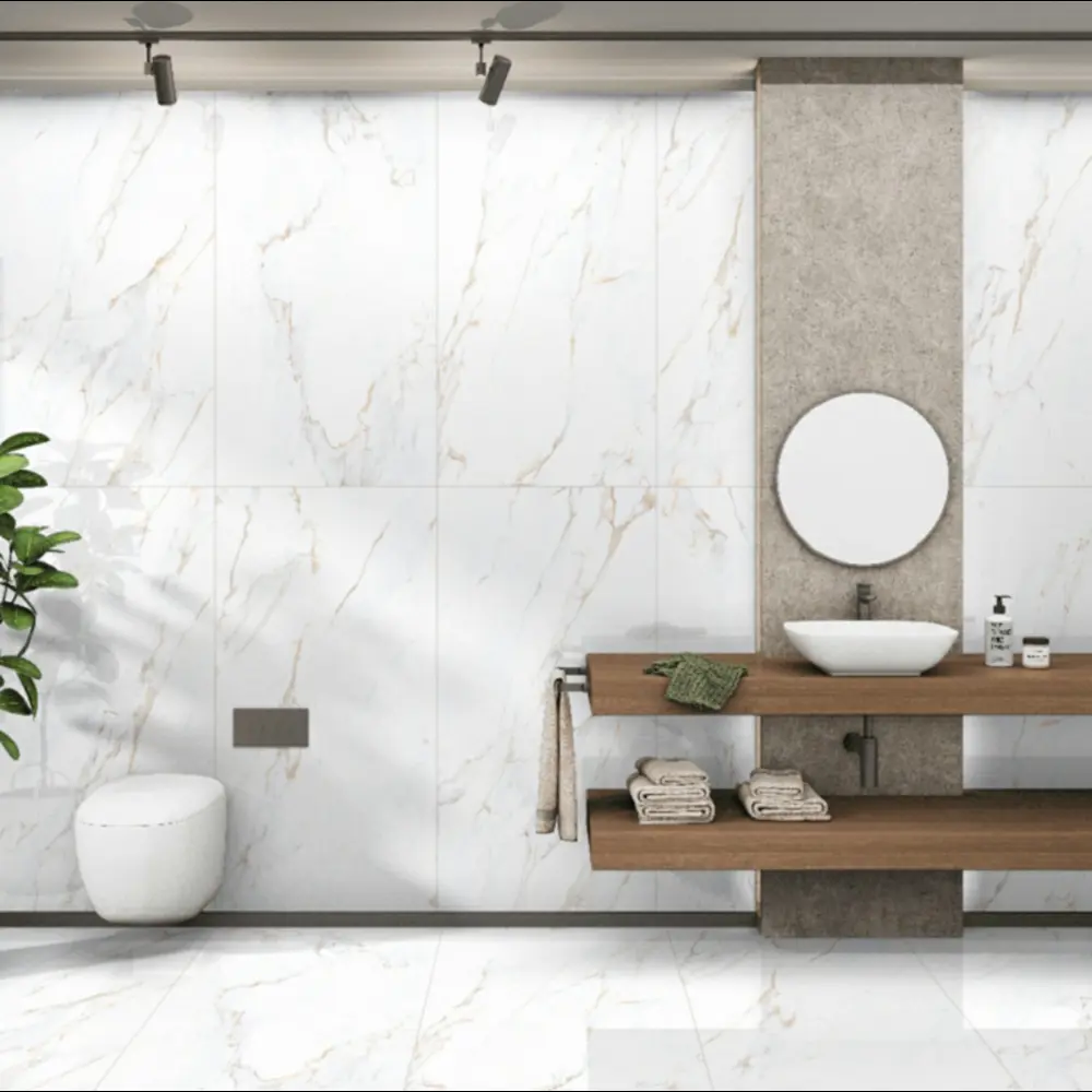 Керамогранит "Sonex" Calacutta cRema Glossy полированный 60x120 см 1.44 м2 цвет белый с бежевыми прожилками — купить в Рубцовске